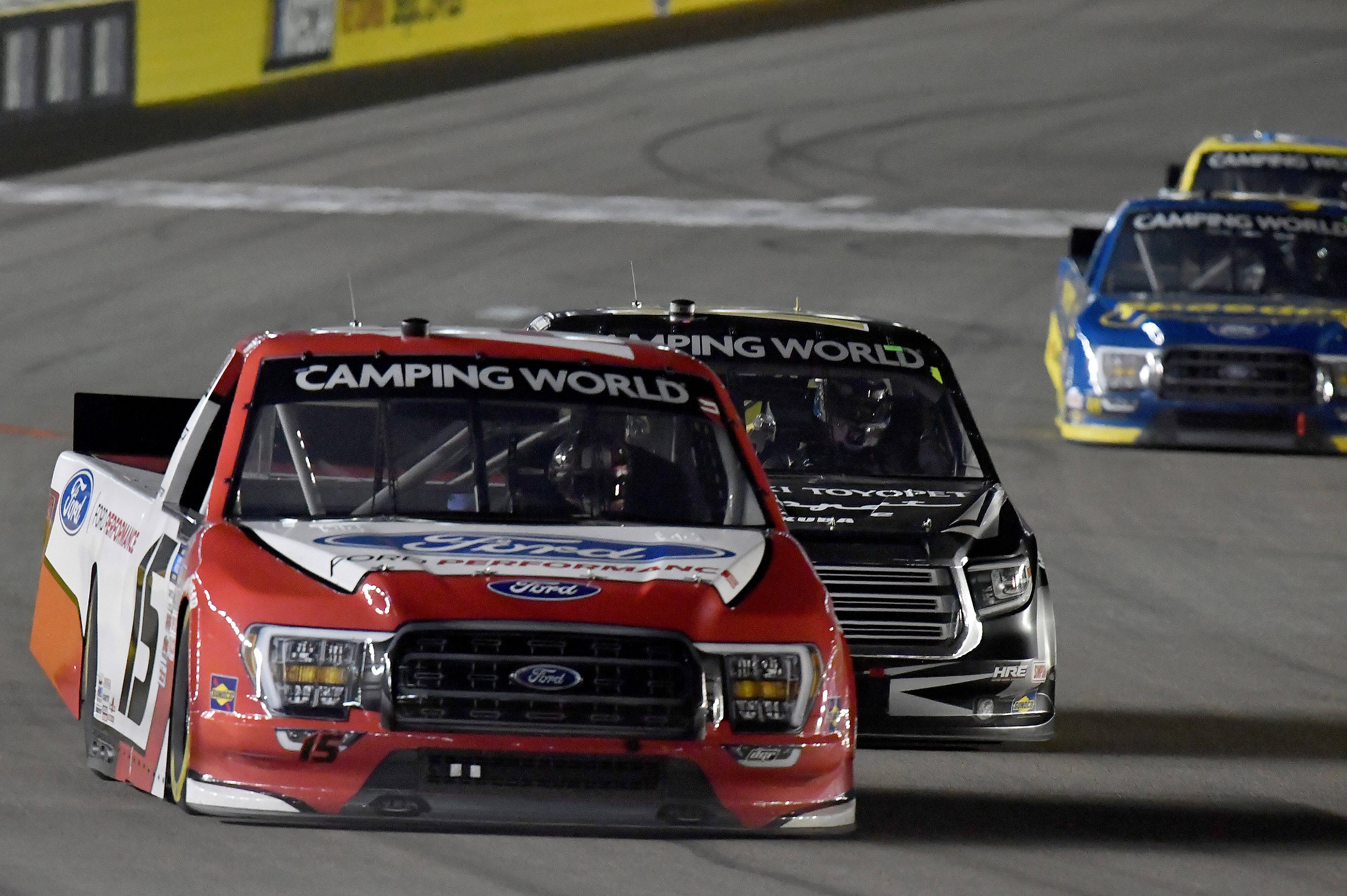 DGR’s Tanner Gray finished 12th and Todd Gilliland 13th to lead Ford in the NASCAR Truck race. DGR’s Tanner Gray finished 12th and Todd Gilliland 13th to lead Ford in the NASCAR Truck race.